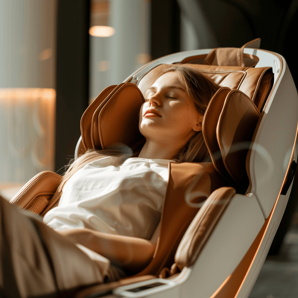 sleeping in a massage chair